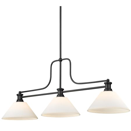 Z-Lite Melange 3 Light 52" Wide Linear Pendant with Shades Matte Black