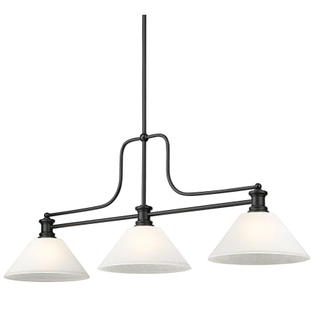 Z-Lite Melange 3 Light 52" Wide Linear Pendant with Tapered Shades Matte Black