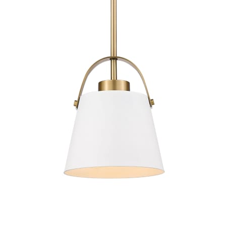 Z-Lite Z-Studio 8" Wide Mini Pendant Matte White / Heritage Brass