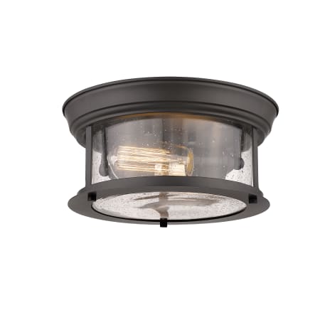 Z-Lite Sonna 2 Light 11" Wide Flush Mount Drum Ceiling Fixture with Seedy Glass Shade Bronze