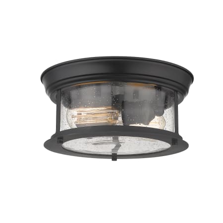 Z-Lite Sonna 2 Light 11" Wide Flush Mount Drum Ceiling Fixture with Seedy Glass Shade Matte Black