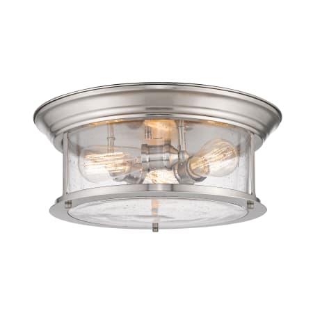Z-Lite Sonna 3 Light 15-1/2" Wide Flush Mount Drum Ceiling Fixture with Seedy Glass Shade Brushed Nickel