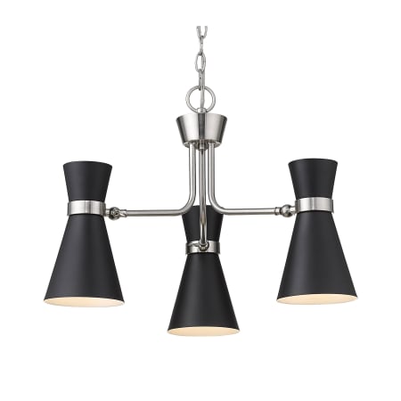 Z-Lite Soriano 3 Light 24" Wide Chandelier Matte Black / Brushed Nickel