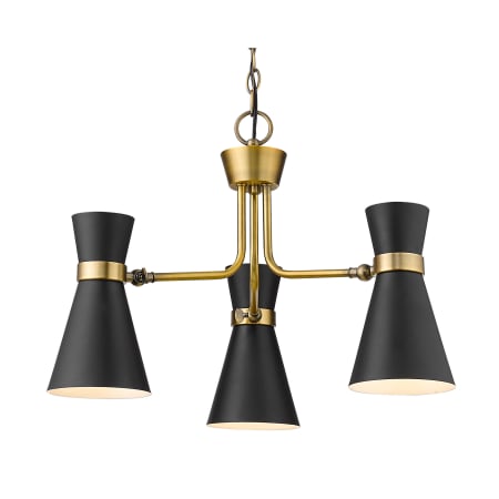 Z-Lite Soriano 3 Light 24" Wide Chandelier Matte Black / Heritage Brass
