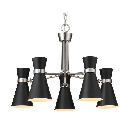 Z-Lite Soriano 5 Light 27" Wide Chandelier Matte Black / Brushed Nickel