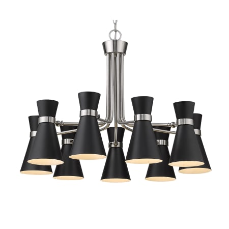 Z-Lite Soriano 9 Light 32" Wide Chandelier Matte Black / Brushed Nickel