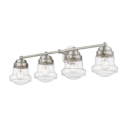 Z-Lite Vaughn 4 Light 32" Wide Bathroom Vanity Light with Clear Seedy Glass Shades Brushed Nickel