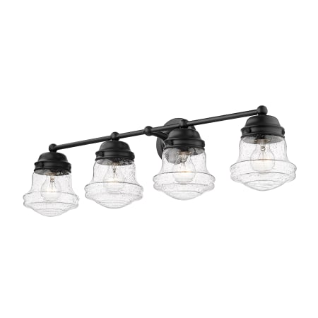 Z-Lite Vaughn 4 Light 32" Wide Bathroom Vanity Light with Clear Seedy Glass Shades Matte Black