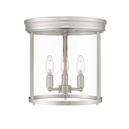 Z-Lite Thayer 3 Light 13" Wide Flush Mount Ceiling Fixture Brushed Nickel