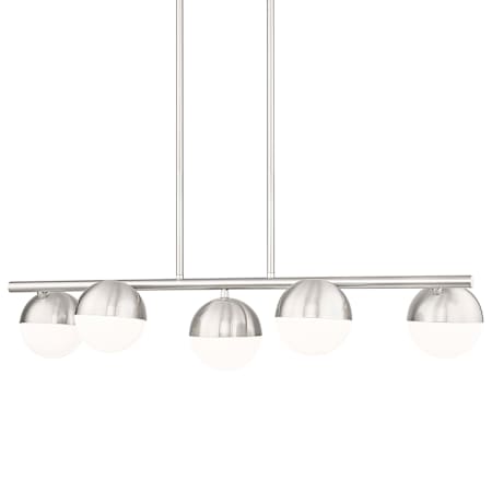 Z-Lite Realm Sphere 5 Light 42" Wide Linear Chandelier Brushed Nickel