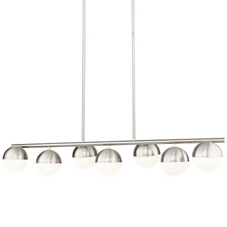 Z-Lite Realm Sphere 7 Light 54" Wide Linear Chandelier Brushed Nickel