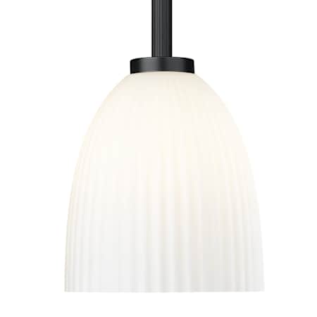 Z-Lite Naya 8" Wide Mini Pendant with Ribbed, Matte Opal Glass Shade Matte Black