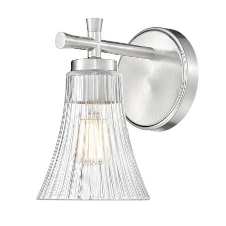Z-Lite Belle 9" Tall Bathroom Sconce with Clear, Ribbed Glass Shade Brushed Nickel
