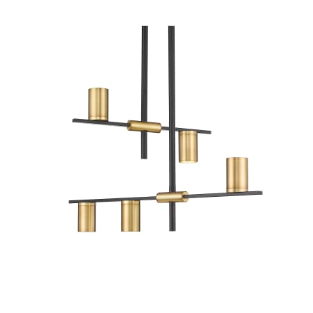 Z-Lite Calumet 5 Light 38" Wide Linear Chandelier Matte Black / Olde Brass