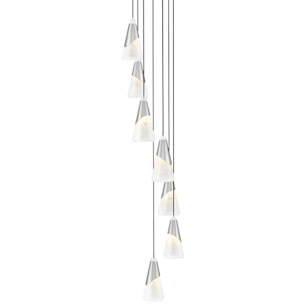 Z-Lite Aimie 7 Light 18" Wide Multi Light Pendant with 16" Tall White Swirl Glass Shades Brushed Nickel
