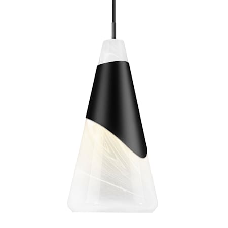 Z-Lite Aimie 7" Wide Cord-Hung Mini Pendant with White Swirl Glass Shade Matte Black