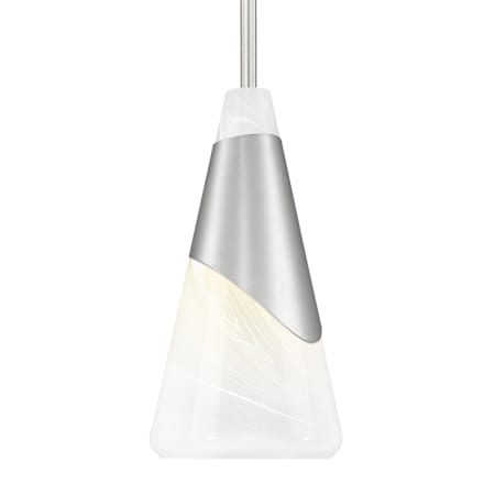 Z-Lite Aimie 7" Wide Rod-Hung Mini Pendant with White Swirl Glass Shade Brushed Nickel