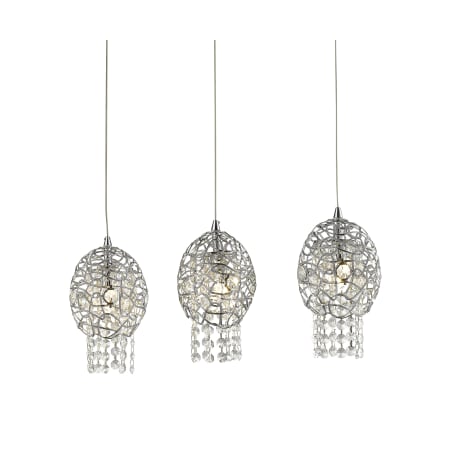 Z-Lite Nabul 3 Light Linear Pendant with Chrome Metal and Crystal Shade Chrome