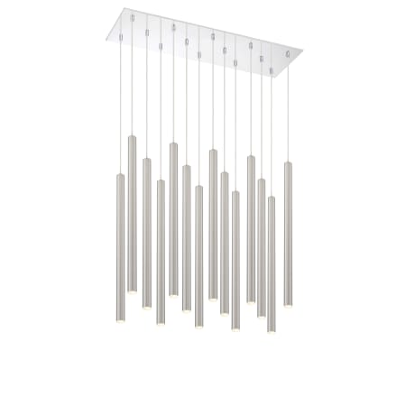 Z-Lite Forest 14 Light 32" Wide LED Linear Pendant with 24" Pendants Brushed Nickel / Chrome