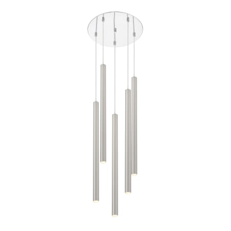 Z-Lite Forest 5 Light 14" Wide LED Multi Light Pendant with 24" Pendants Brushed Nickel / Chrome