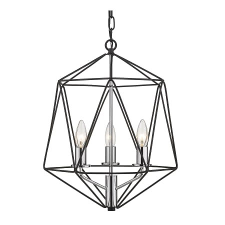 Z-Lite Geo 3 Light 14" Wide Geometric Two-Tone Pendant Matte Black / Chrome