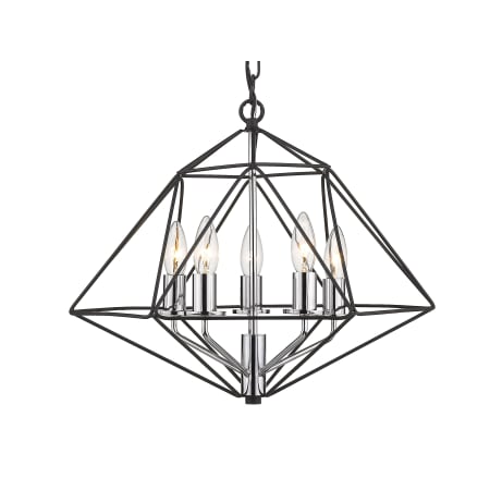 Z-Lite Geo 5 Light 18" Wide Geometric Two-Tone Pendant Matte Black / Chrome