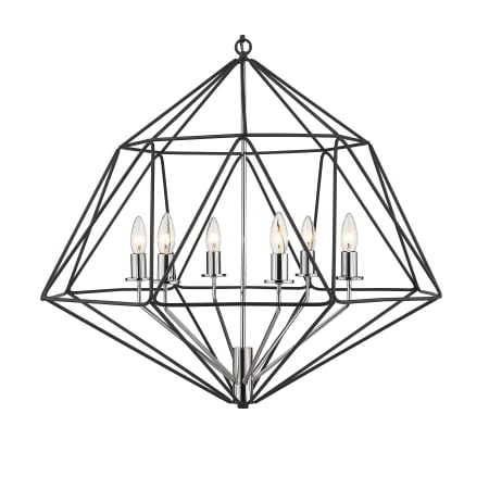Z-Lite Geo 6 Light 30" Wide Geometric Two-Tone Chandelier Matte Black / Chrome