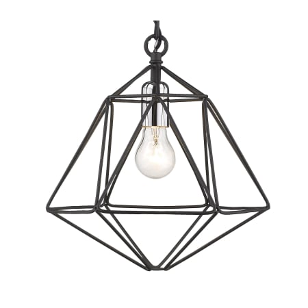 Z-Lite Geo 12" Wide Geometric Two-Tone Pendant Matte Black / Chrome