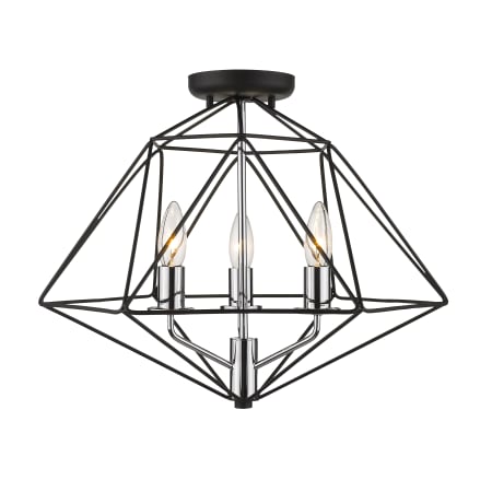 Z-Lite Geo 3 Light 18" Wide Geometric Two-Tone Ceiling Light Matte Black / Chrome