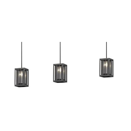 Z-Lite Meridional 3 Light 50" Wide Linear Pendant with Clear Glass and Steel Shades Bronze