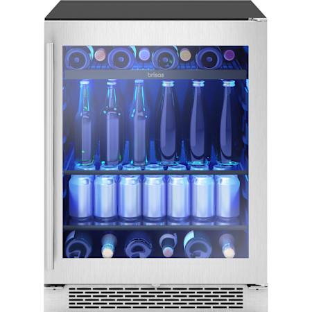 Zephyr 24 Inch Wide 98 Can Capacity Energy Star Certified Beverage Cooler with PreciseTemp™ and Active Cooling Technology Stainless Steel / Glass