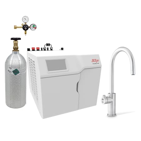 Zip Water HydroTap Arc 1.8 GPM Boiling, Chilled, and Sparkling Water Dispenser Kit - Includes 120V Command Center, One (1) 5lb CO2 Cylinder, and CO2 Regulator Brushed Chrome