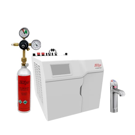 Zip Water HydroTap Classic 1.8 GPM Boiling, Chilled, and Sparkling Water Dispenser Kit - Includes 120V Command Center, Two (2) CO2 1.5lb Cylinders, and CO2 Regulator Brushed Chrome