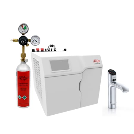 Zip Water HydroTap Classic Plus 1.8 GPM Boiling, Chilled, and Sparkling Water Dispenser Kit - Includes 120V Command Center, Two (2) CO2 1.5lb Cylinders, and CO2 Regulator Brushed Chrome