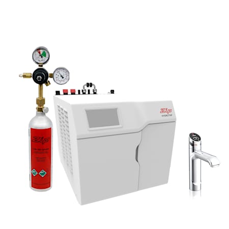 Zip Water HydroTap Wave 1.8 GPM Boiling, Chilled, and Sparkling Water Dispenser Kit - Includes 120V Command Center, Two (2) CO2 1.5lb Cylinders, and CO2 Regulator Chrome