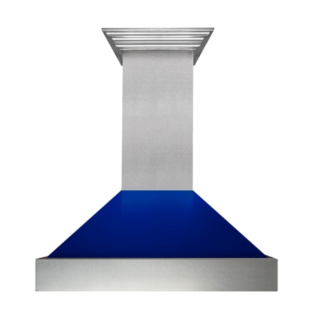 ZLINE 280 - 700 CFM 48 Inch Wide Outdoor Fingerprint Resistant Wall Mounted Range Hood with Baffle Filters and 4 Speeds Blue Gloss