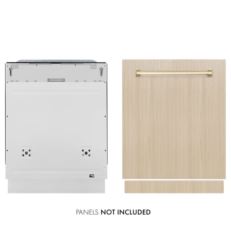 ZLINE 24 Inch Wide 16 Place Setting Built-In Panel Ready Top Control Dishwasher with DuraWash Technology Polished Gold