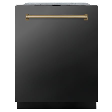 ZLINE Monument 24 Inch Wide 16 Place Setting Built-In Top Control Dishwasher with Adjustable Racks Black Stainless Steel / Champagne Bronze