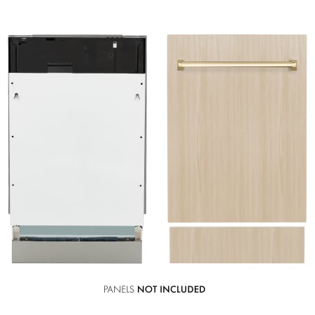 ZLINE 18 Inch Wide 10 Place Setting Built-In Panel Ready Top Control Dishwasher with Stainless Steel Tub Polished Gold
