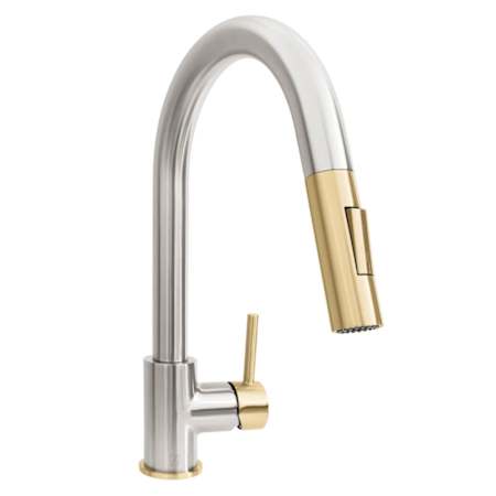 ZLINE Gemini 1.8 GPM Single Hole Pull Down Kitchen Sink Faucet Brushed Nickel / Champagne Bronze