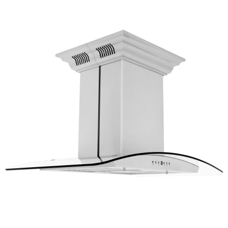 ZLINE 120 - 400 CFM 30 Inch Wide Island Mounted Range Hood with Baffle Filters and Integrated Speakers Stainless Steel
