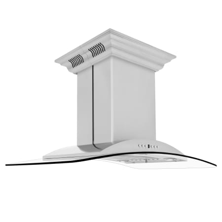 ZLINE 120 - 400 CFM 30 Inch Wide Island Range Hood with LED Lights and Integrated Speakers Stainless Steel
