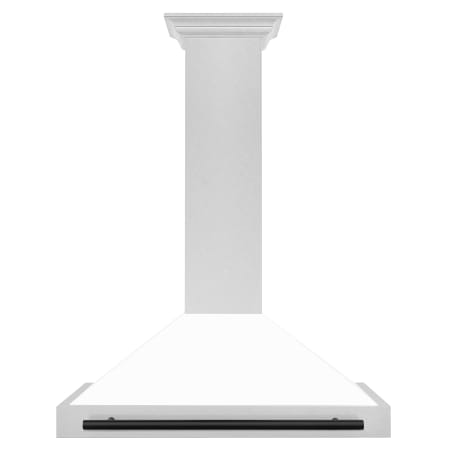 ZLINE Autograph Edition 120 - 400 CFM 36 Inch Wide Outdoor Wall Mounted Range Hood with Push Button Controls and 6 Inch Duct Size Durasnow Stainless Steel / White Matte
