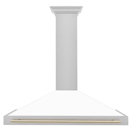ZLINE Autograph Edition 120 - 400 CFM 48 Inch Wide Outdoor Wall Mounted Range Hood with LED Lighting and 6 Inch Duct Size Durasnow Stainless Steel / White Matte