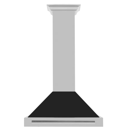 ZLINE 120 - 400 CFM 30 Inch Wide Wall Mounted Range Hood with Push Button Controls and Cosmetic Accent Handle Stainless Steel / Black Matte