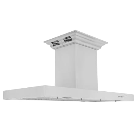 ZLINE 120 - 400 CFM 42 Inch Wide Island Range Hood with Push Button Controls and Integrated Speakers Stainless Steel