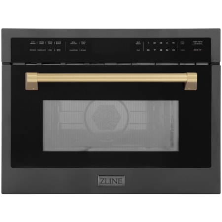 ZLINE Autograph Edition 24 Inch Wide 1.6 Cu. Ft. 1000 Watt Built In Microwave with Convection Mode and LCD Display Black Stainless Steel / Champagne Bronze