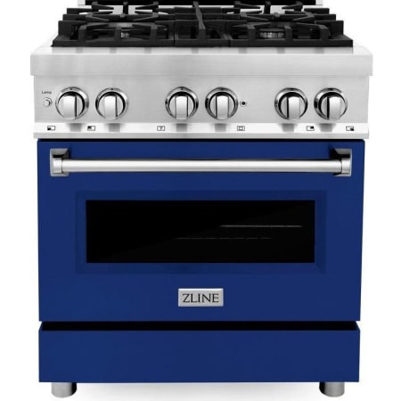 ZLINE Legacy 30 Inch Wide 4 Cu. Ft. Free Standing Dual Fuel Range with Blue Gloss Door and Italian-Made Sealed Burners Stainless Steel / Blue Gloss
