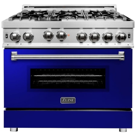 ZLINE Legacy 36 Inch Wide 4.6 Cu. Ft. Free Standing Dual Fuel Range with Blue Gloss Door and Italian-Made Sealed Burners Stainless Steel / Blue Gloss