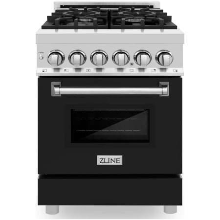 ZLINE Legacy 24 Inch Wide 2.8 Cu. Ft. Free Standing Dual Fuel Range with Black Matte Door and Italian-Made Sealed Burners Stainless Steel / Black Matte